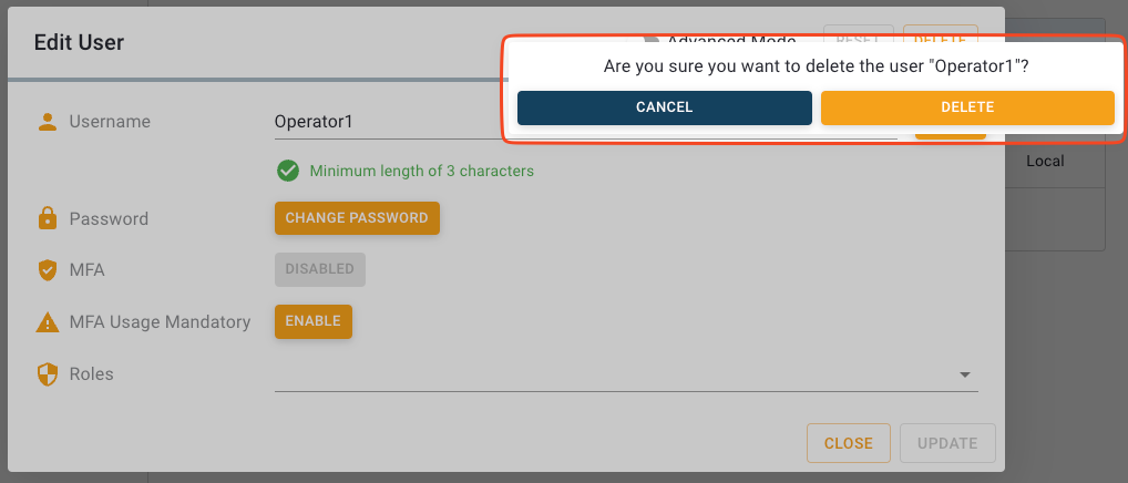 Delete confirmation