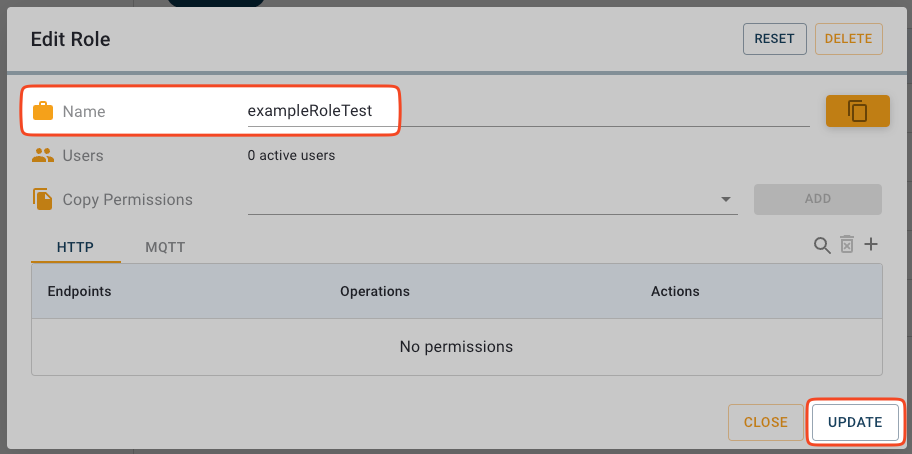 Edit Role dialog